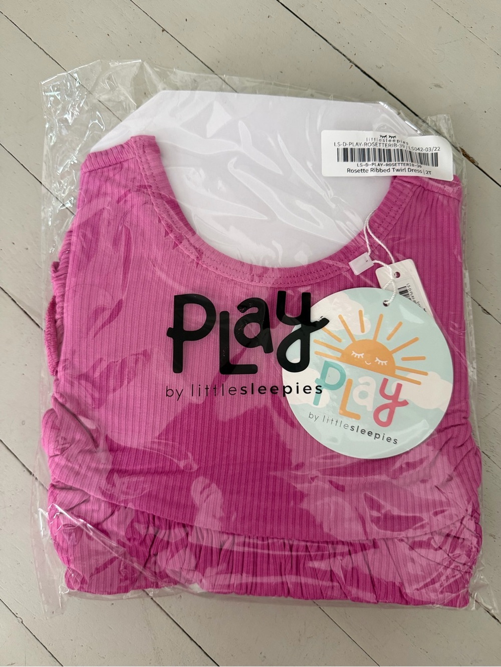 Little Sleepies Rosette Ribbed Dress in Bright Pink - twirl dress